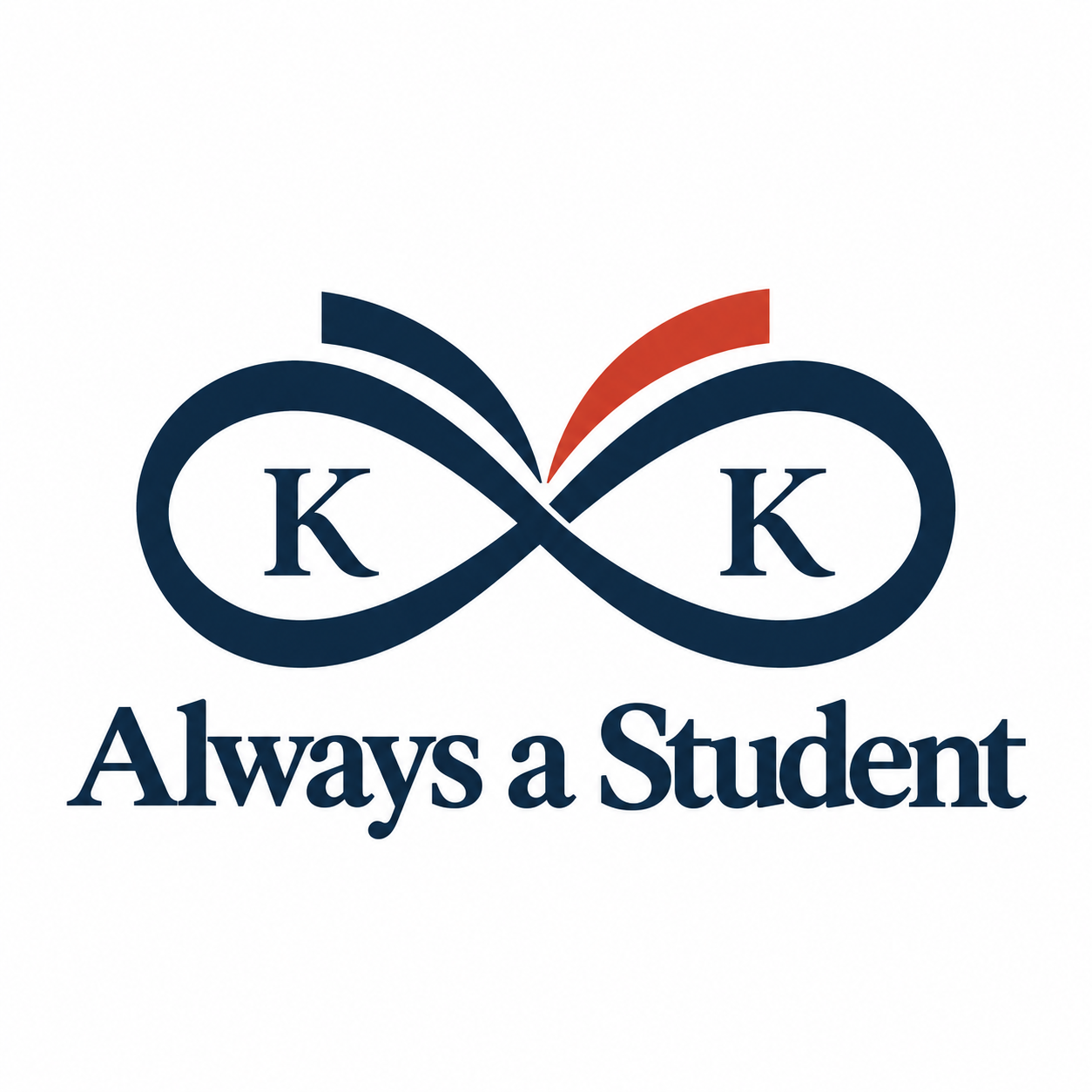 Learning Loop logo: an infinity symbol with KK initials and open book pages